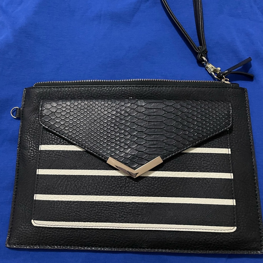 Mix No. 6 black with white stripes wristlet